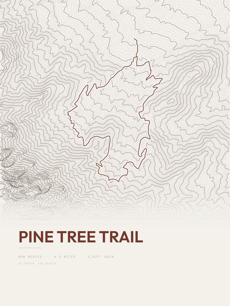 Pine Tree Trail Topographic print