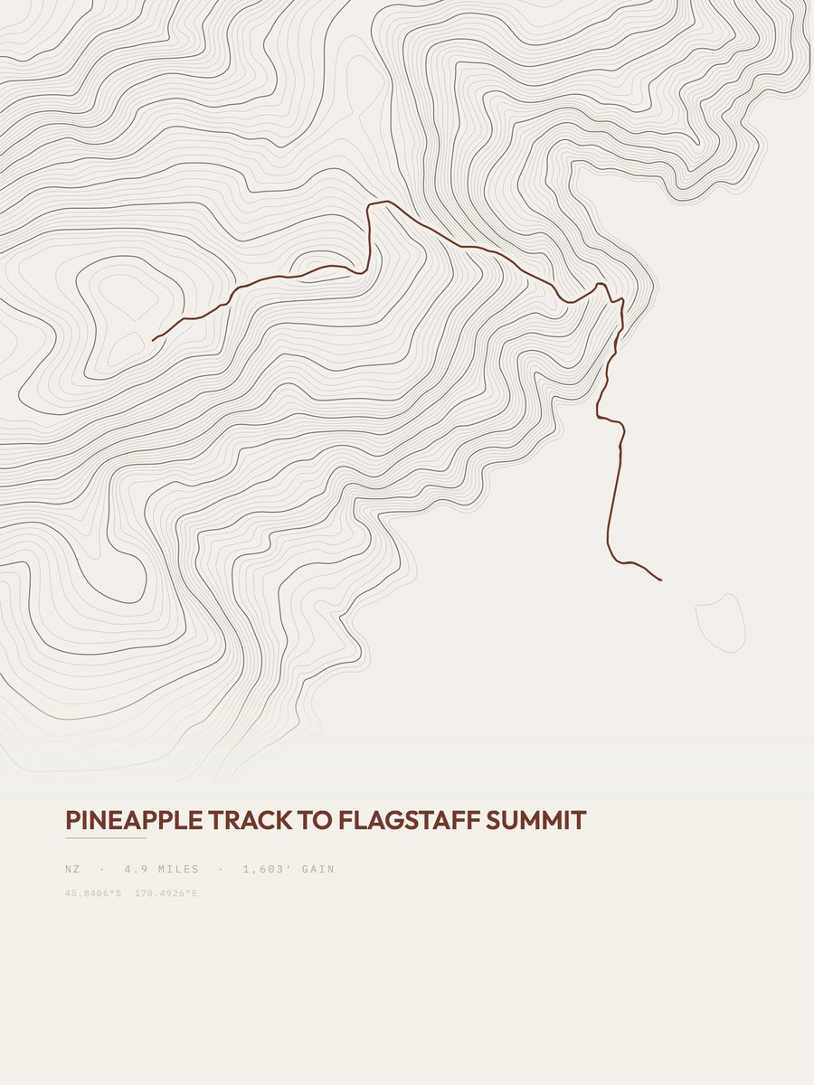 Pineapple Track topographic trail print