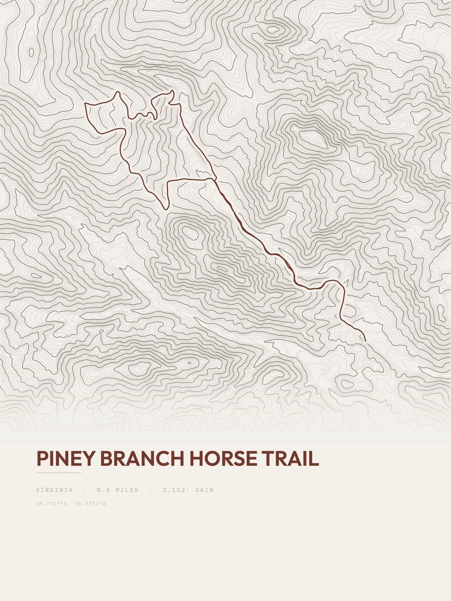 Piney Branch Horse Trail Topographic print