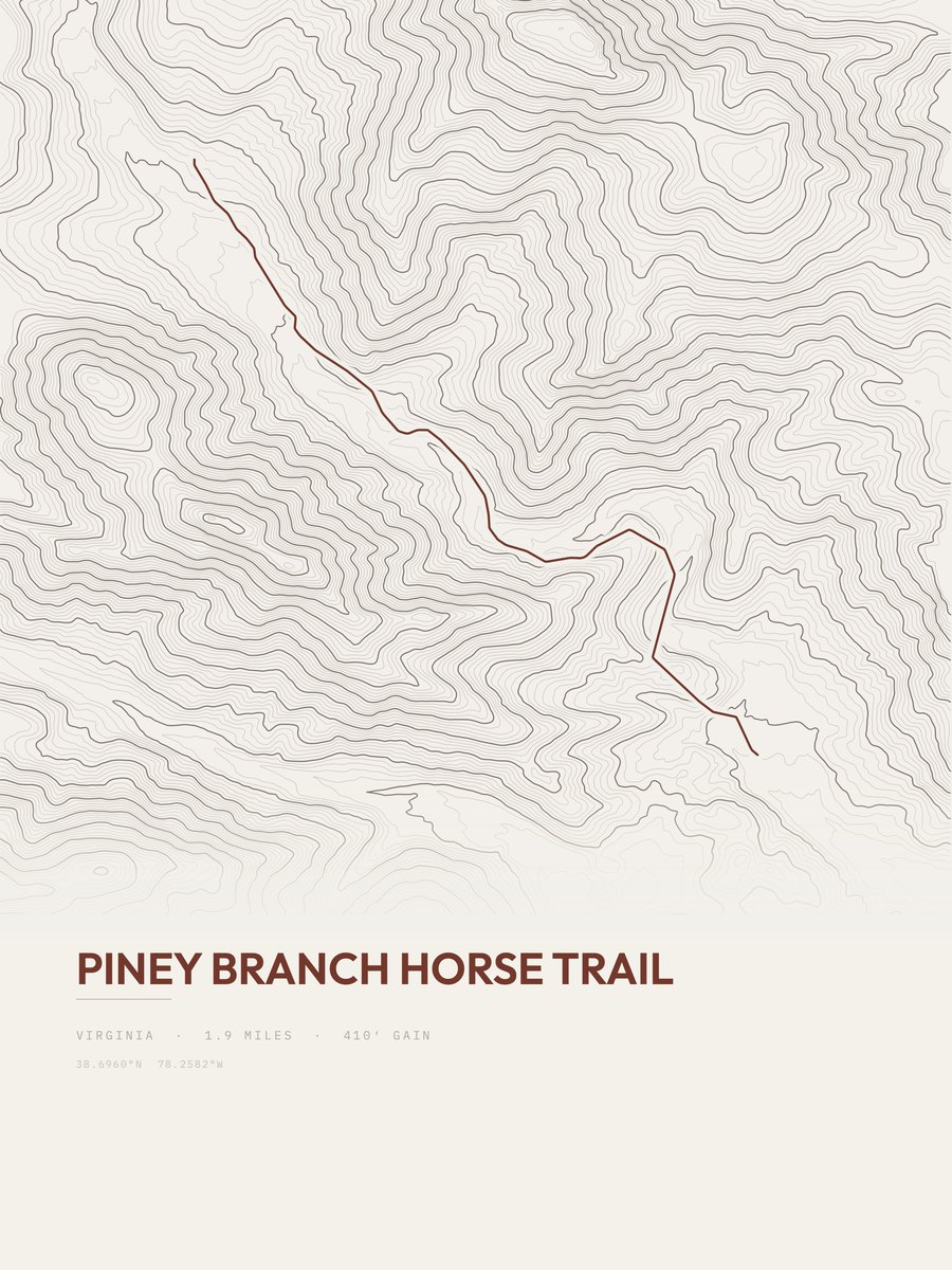 Piney Branch Horse Trail Topographic print