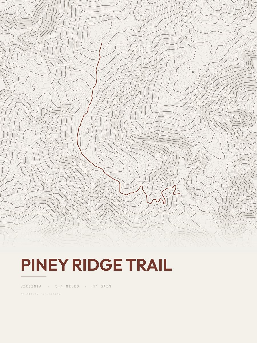 Piney Ridge Trail Topographic print
