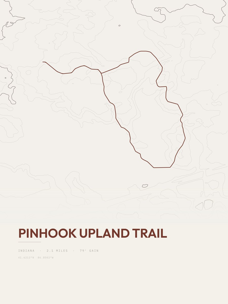 Pinhook Upland Trail topographic trail print