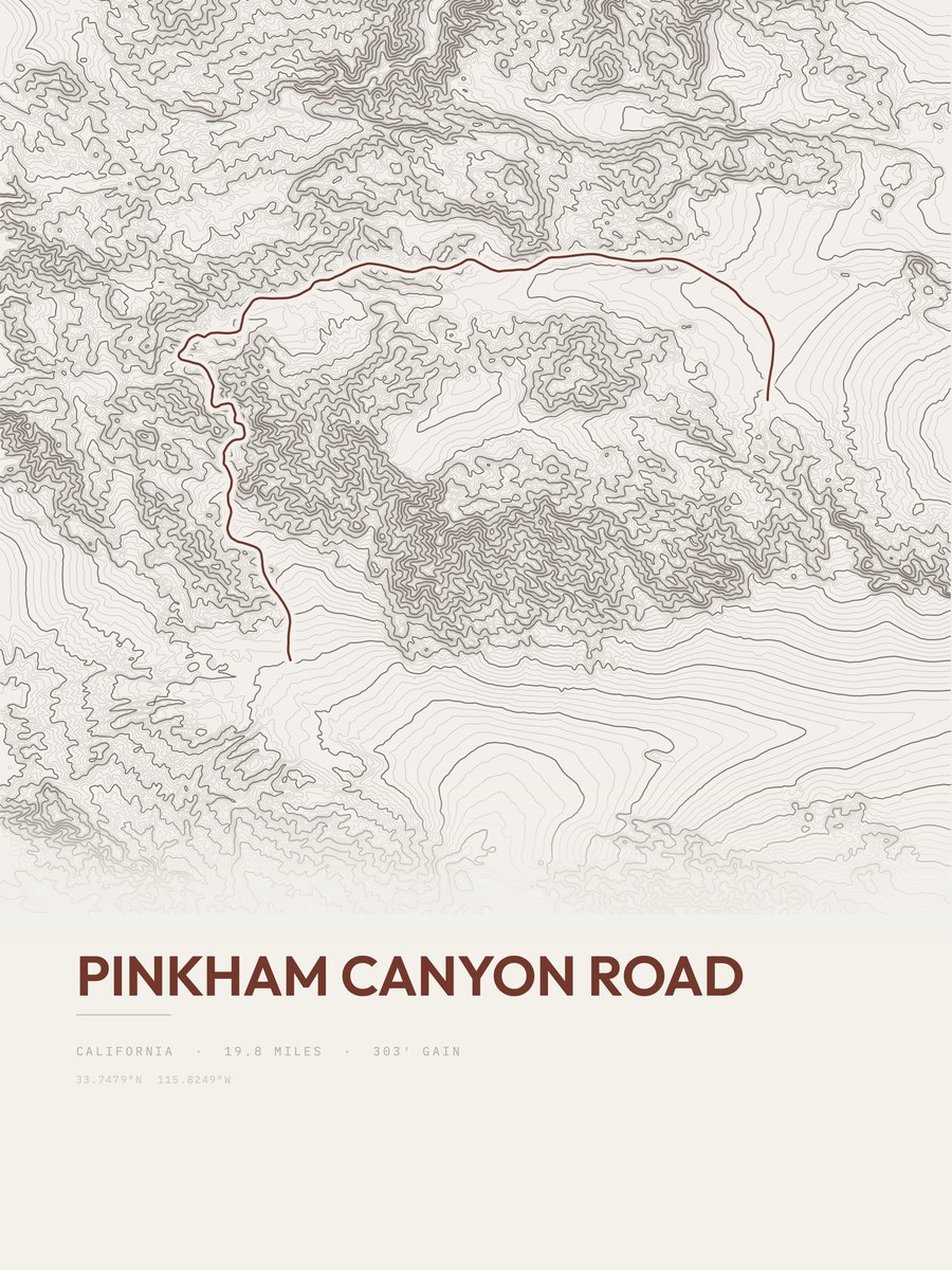 Pinkham Canyon Road topographic trail print