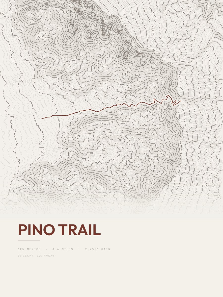 Pino Trail topographic trail print