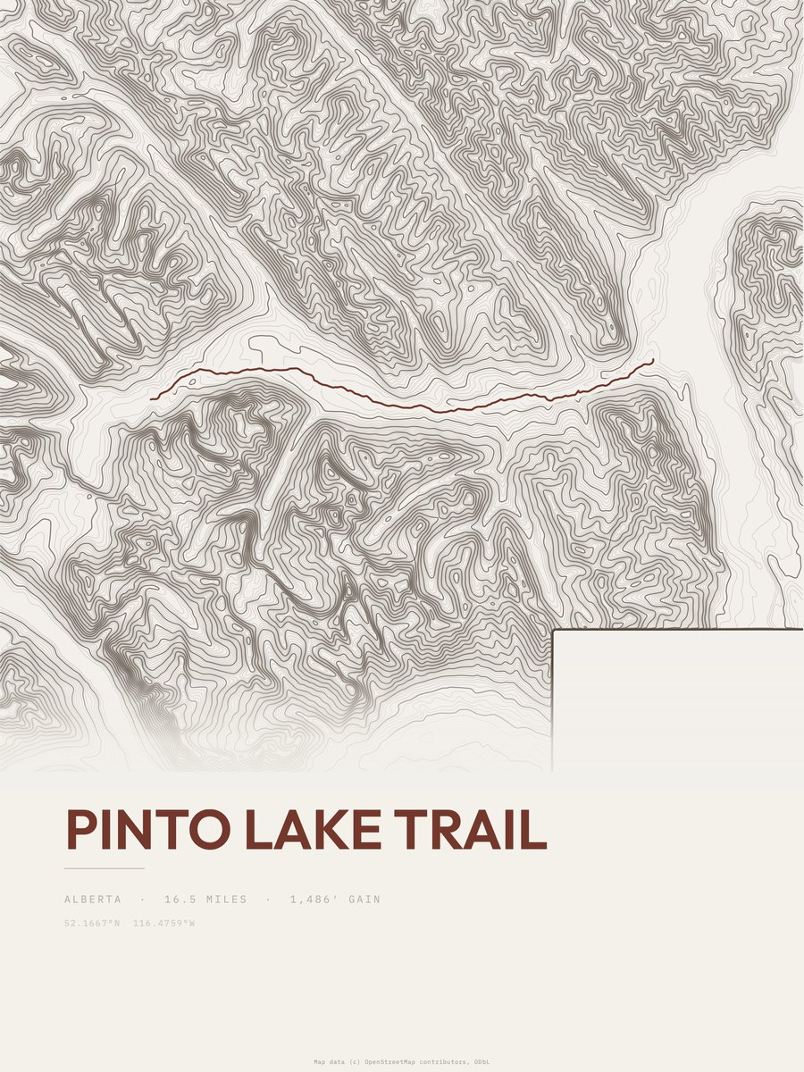 Pinto Lake Trail topographic trail print