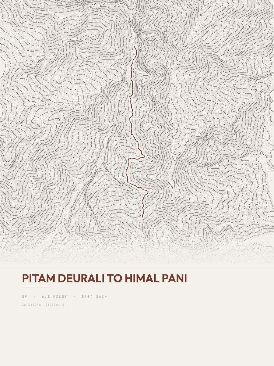 Pitam Deurali to Himal Pani topographic trail print