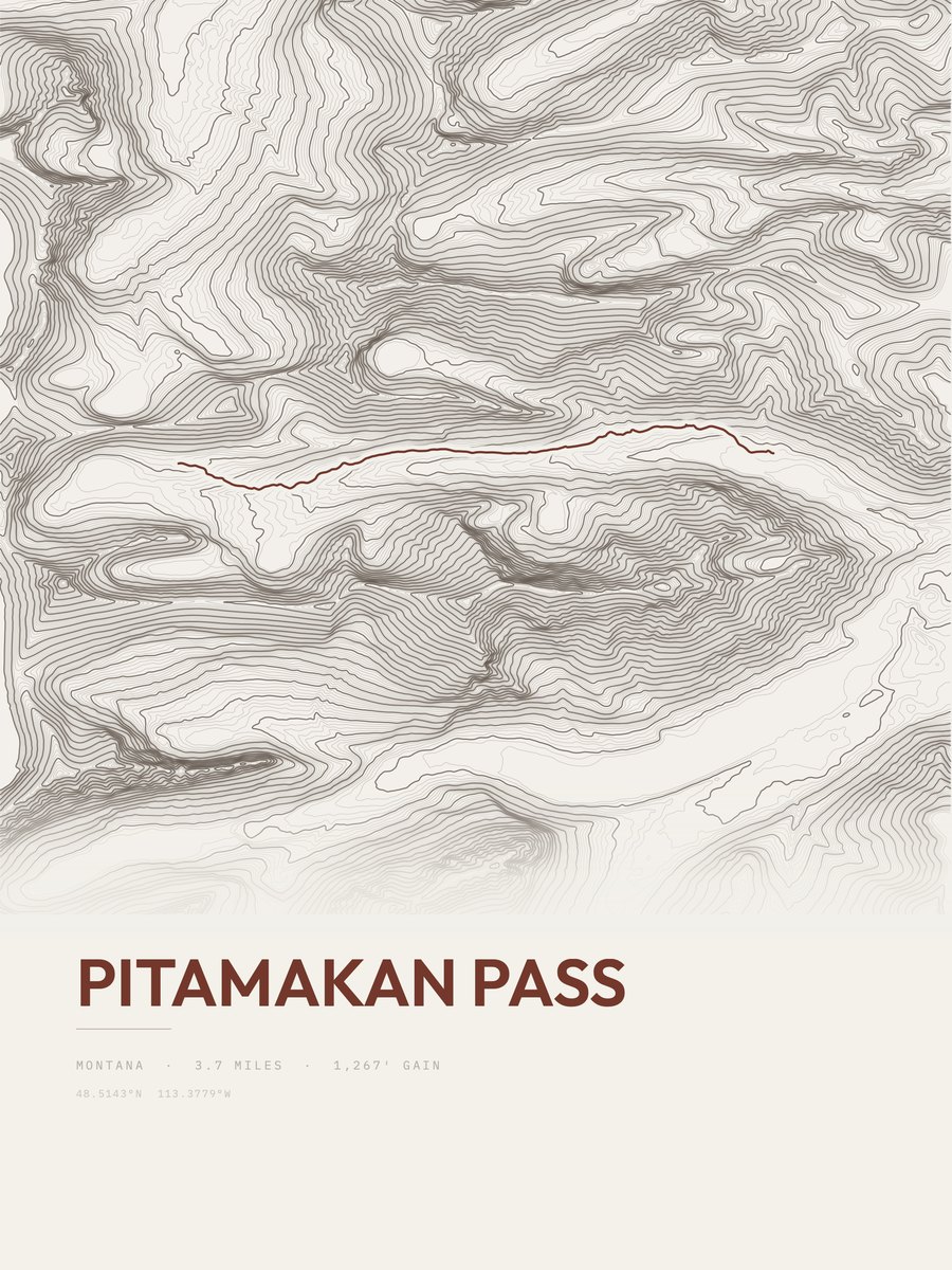 Pitamakan Pass Topographic print