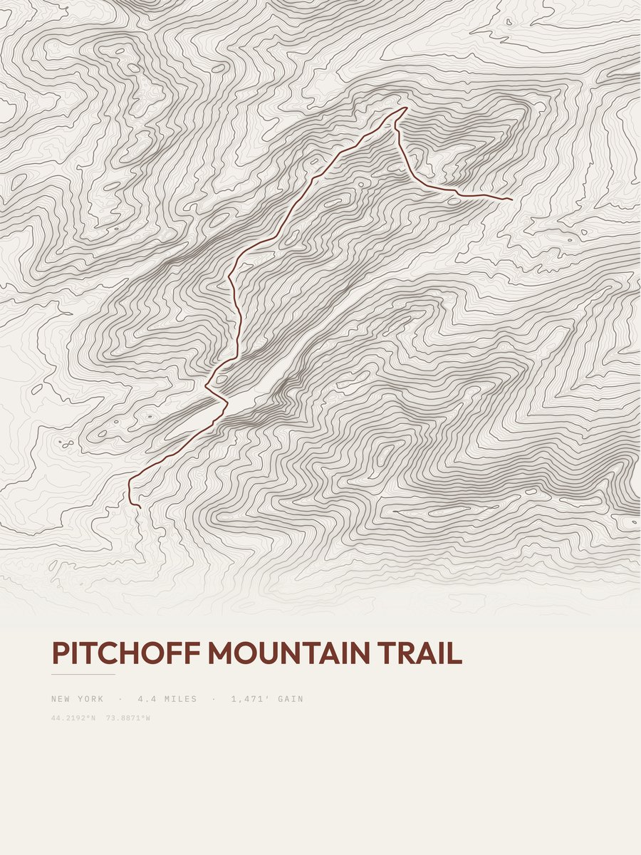 Pitchoff Mountain Trail Topographic print