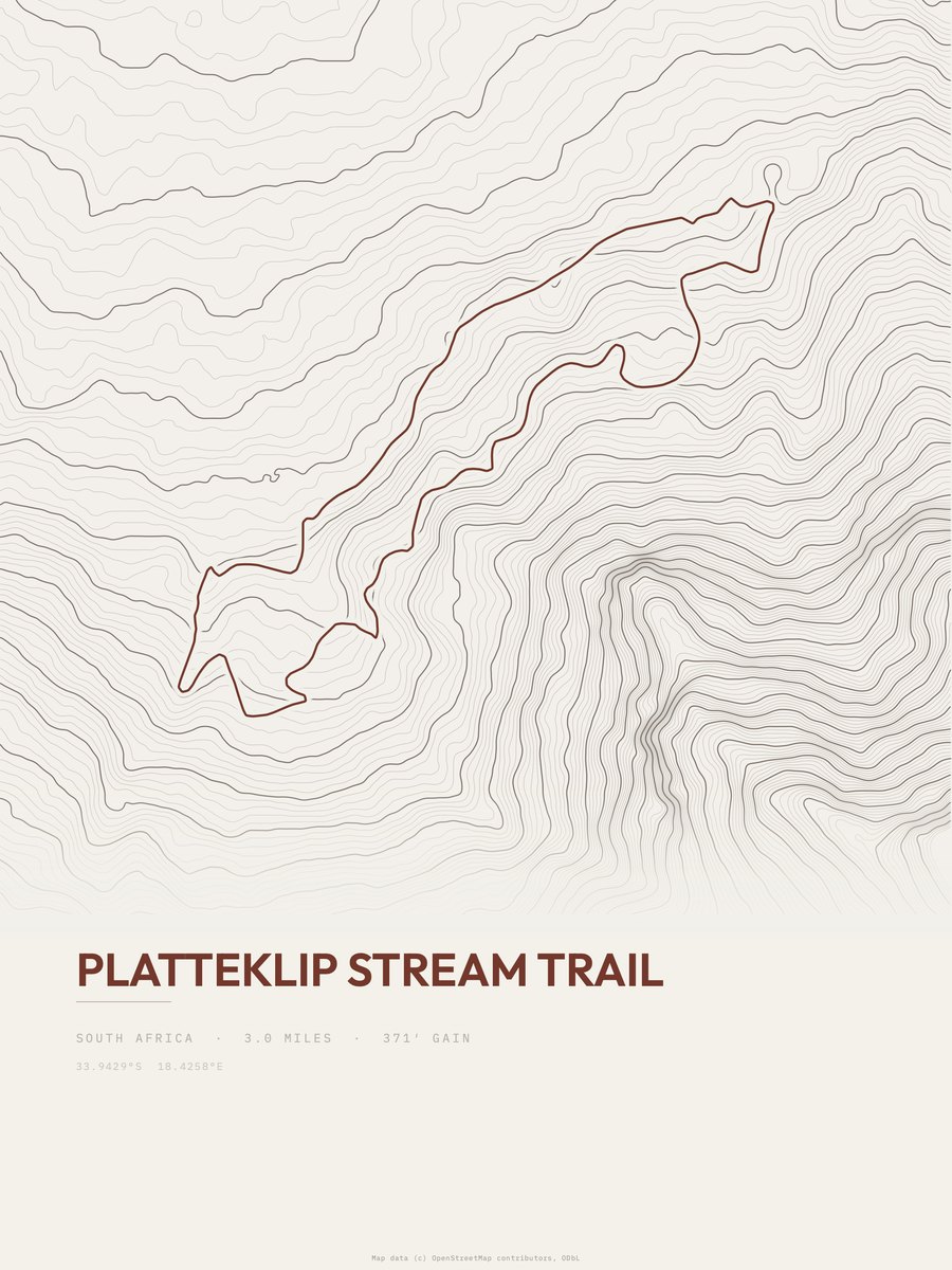 Platteklip Stream Trail topographic trail print