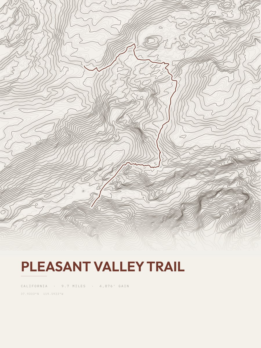 Pleasant Valley Trail Topographic print