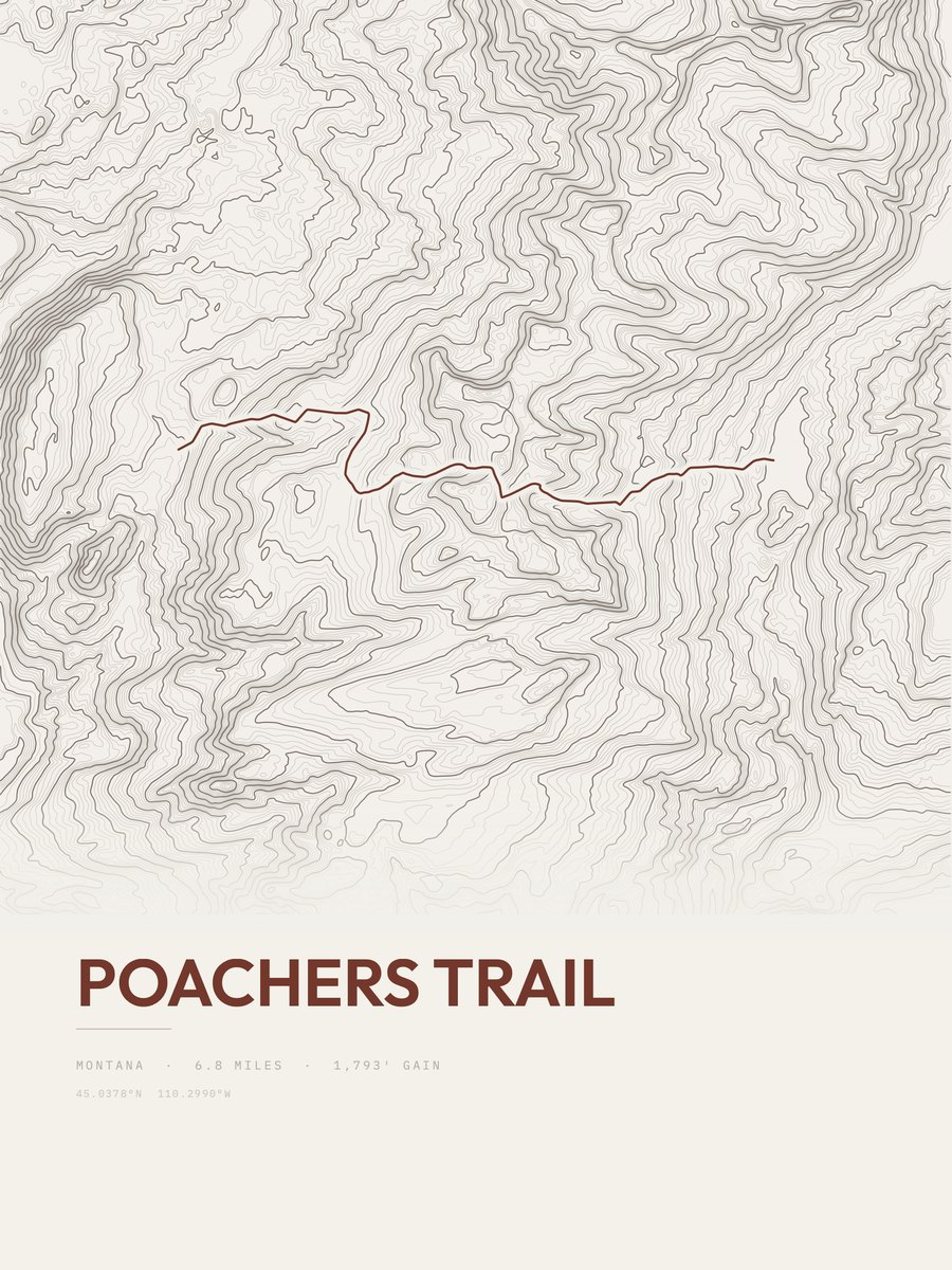 Poachers Trail topographic trail print