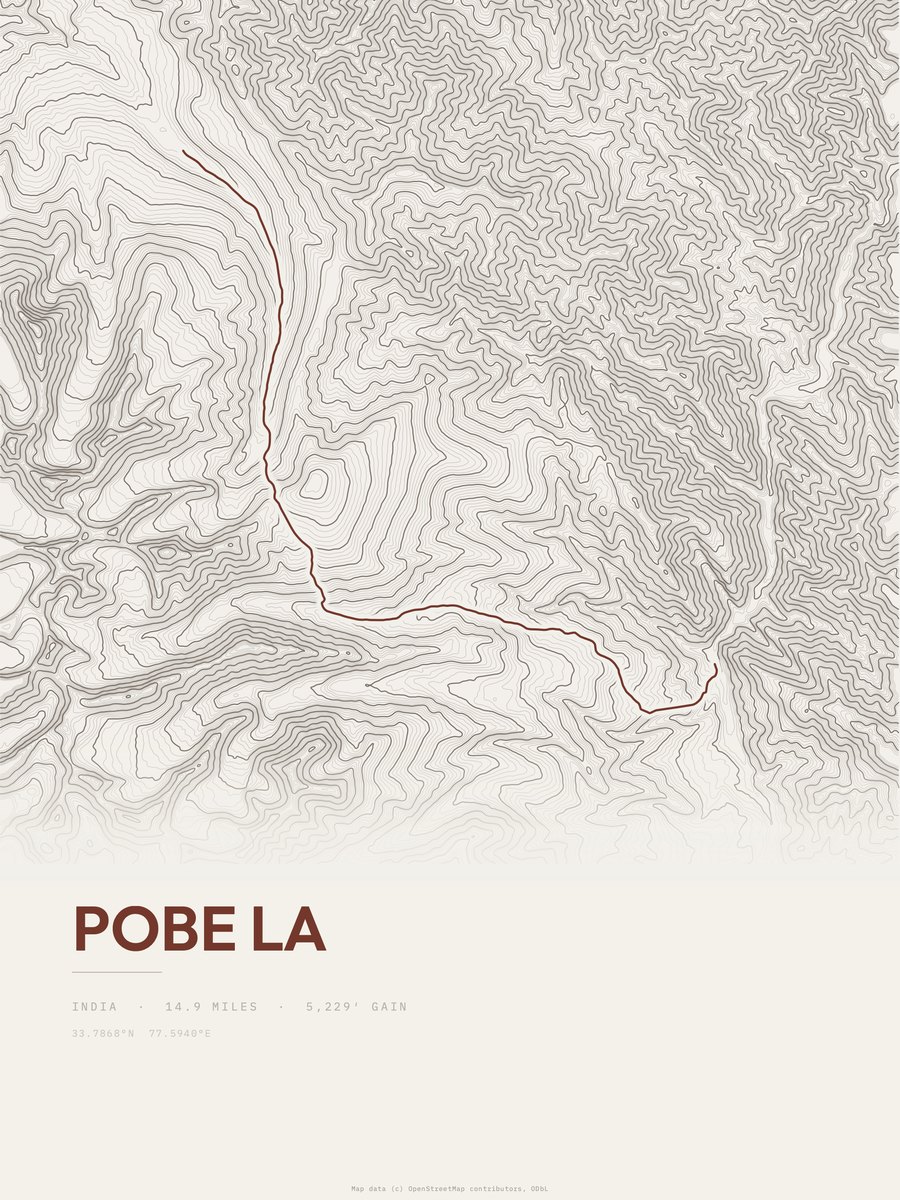 Pobe La topographic trail print