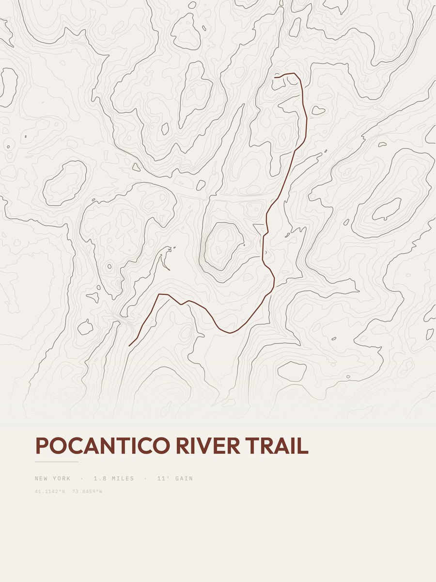 Pocantico River Trail topographic trail print