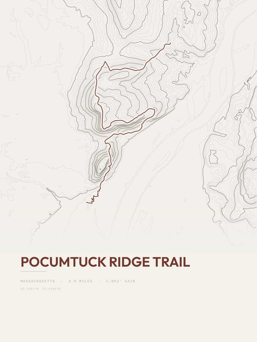 Pocumtuck Ridge Trail Topographic print