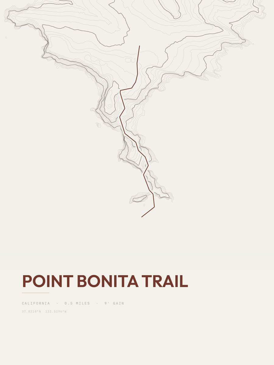 Point Bonita Trail Topographic print