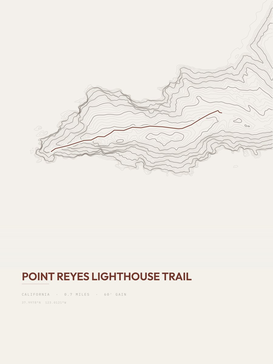 Point Reyes Lighthouse Trail topographic trail print