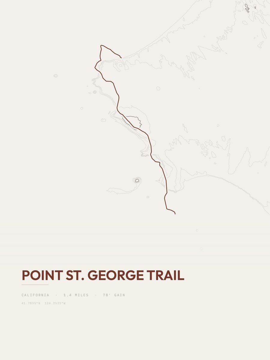 Point St. George Trail topographic trail print