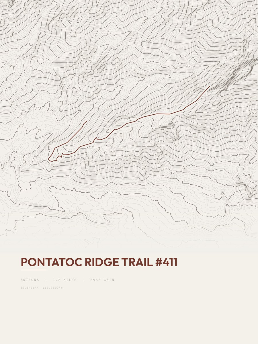 Pontatoc Ridge Trail Topographic print