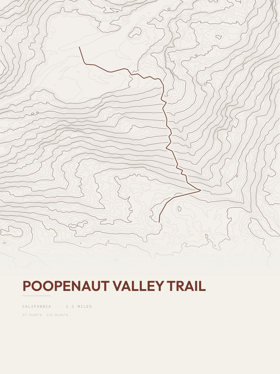 Poopenaut Valley Trail topographic trail print