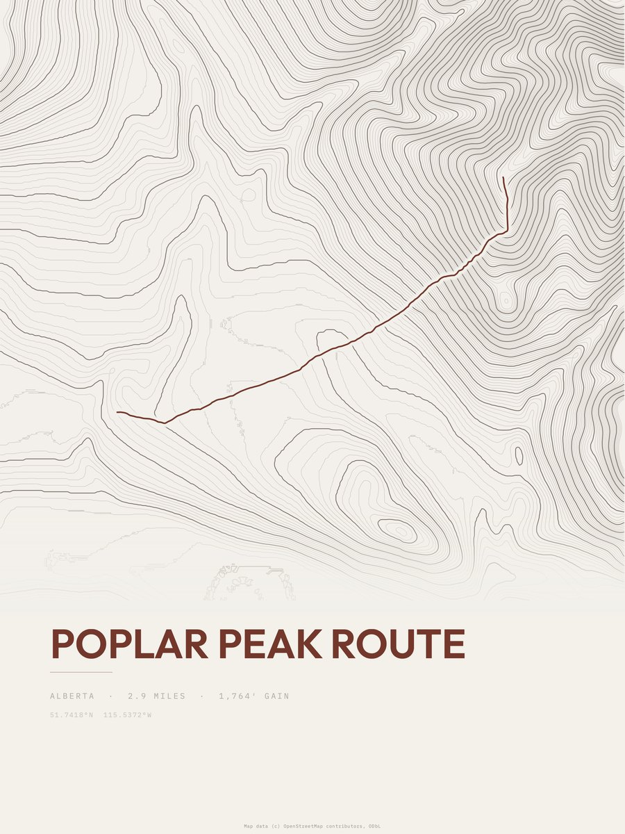Poplar Peak Route Topographic print