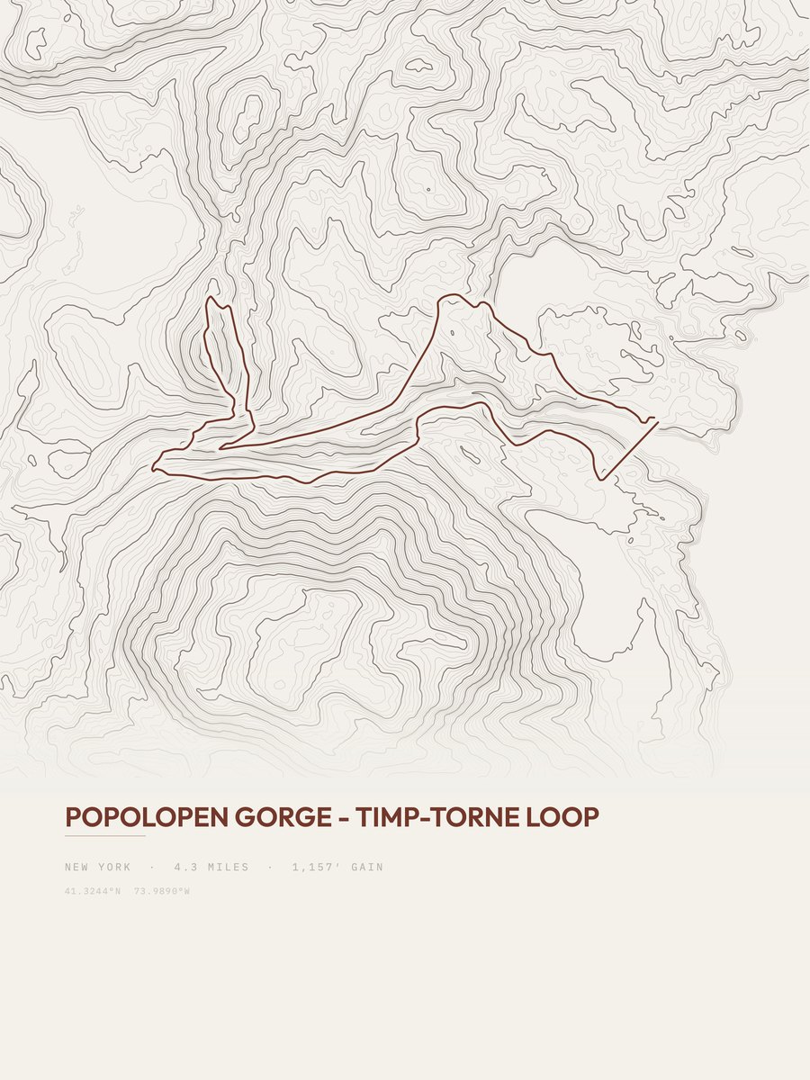 Popolopen Gorge topographic trail print