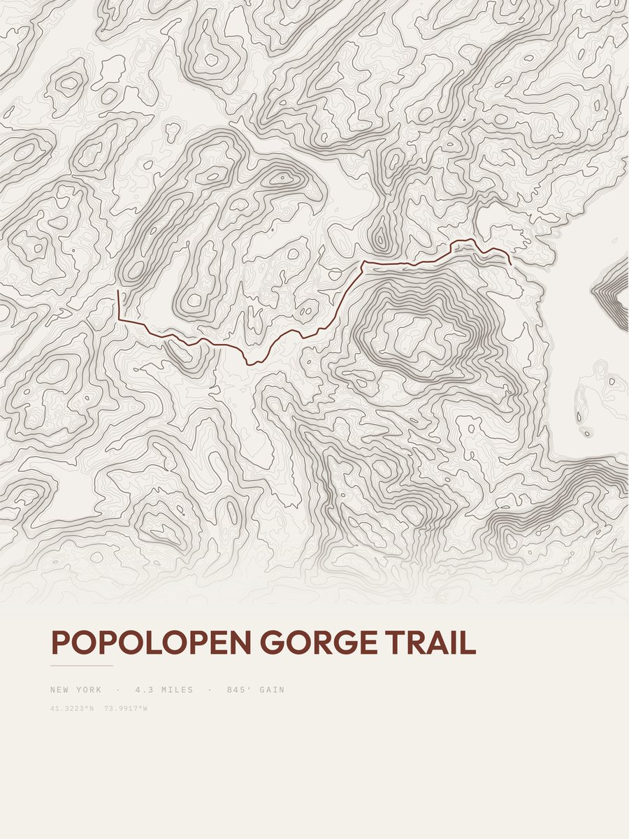 Popolopen Gorge Trail topographic trail print