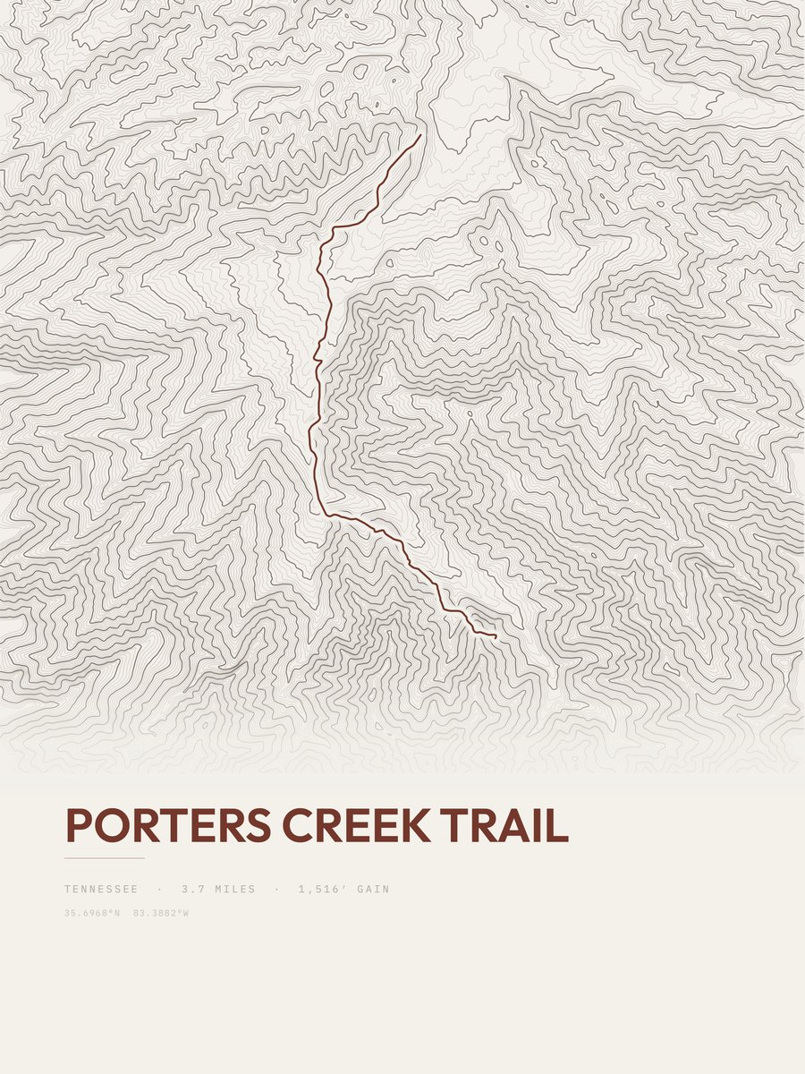 Porters Creek Trail Topographic print