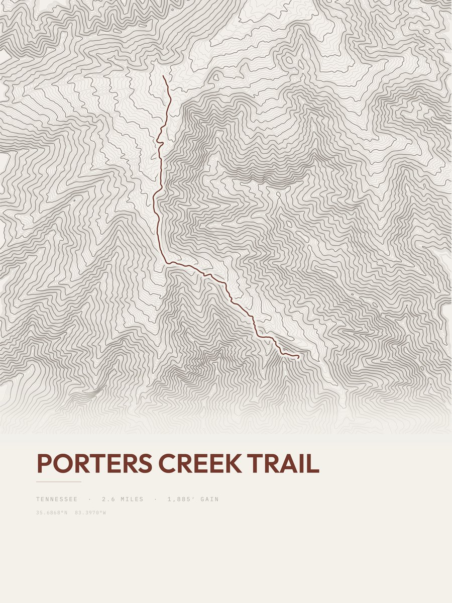 Porters Creek Trail Topographic print