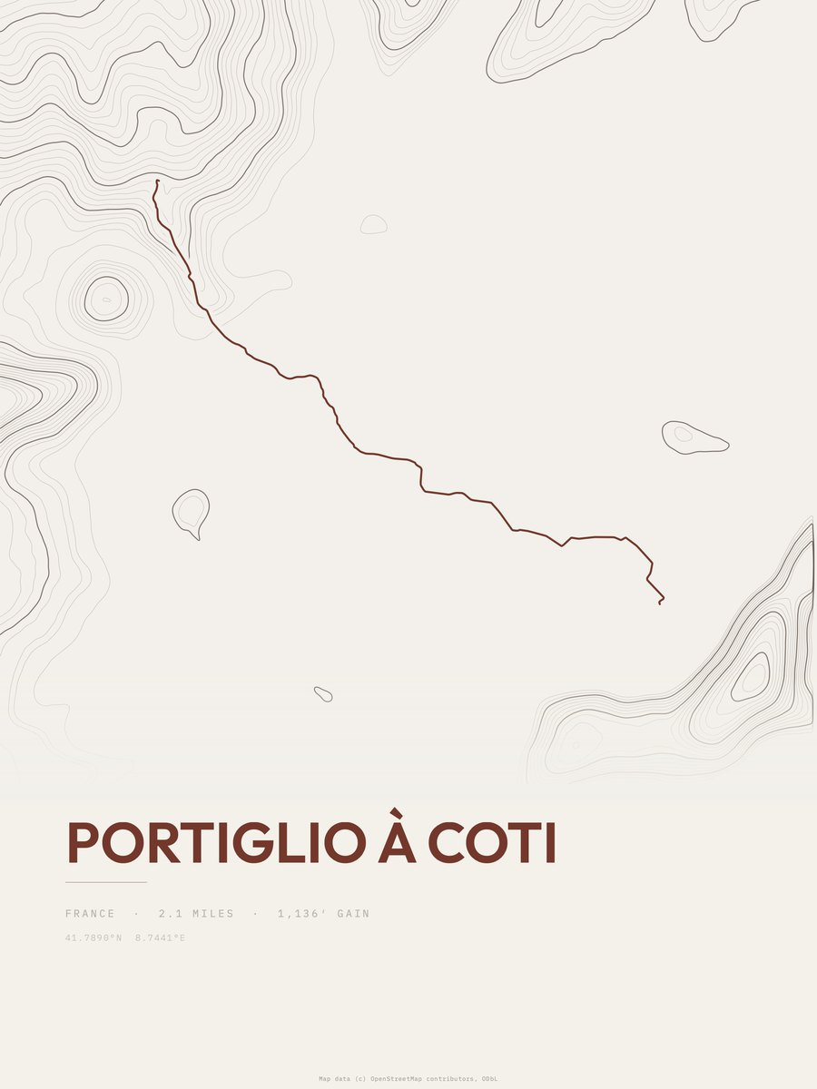 Portiglio à Coti topographic trail print