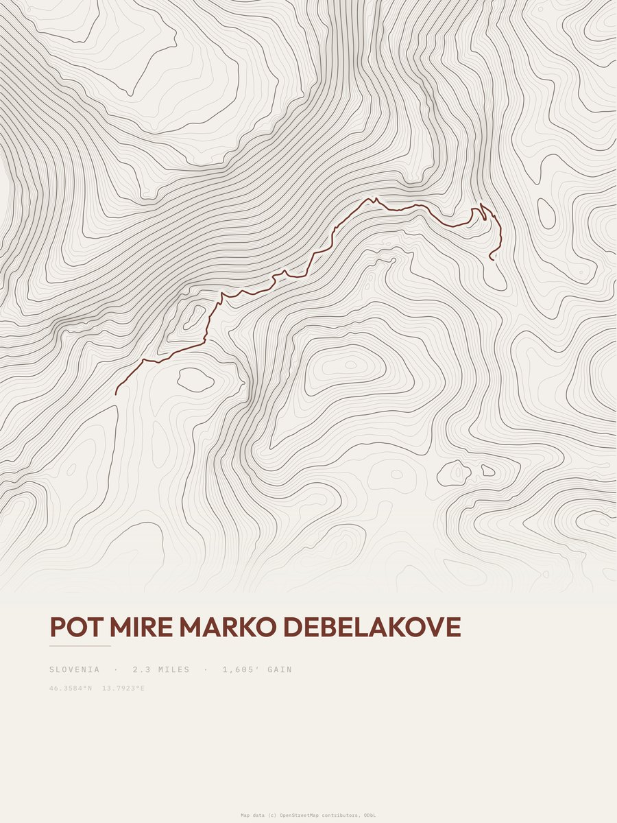 Pot Mire Marko Debelakove topographic trail print