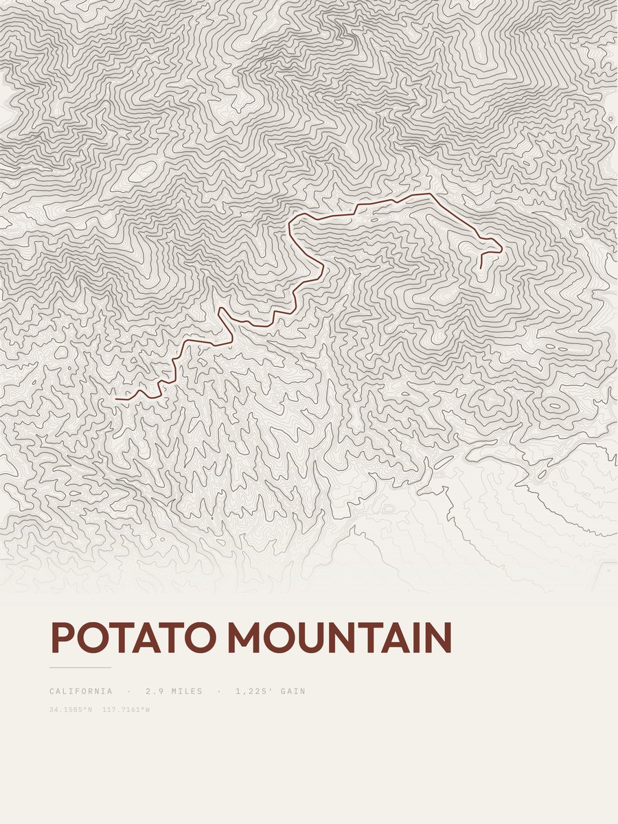 Potato Mountain Topographic print