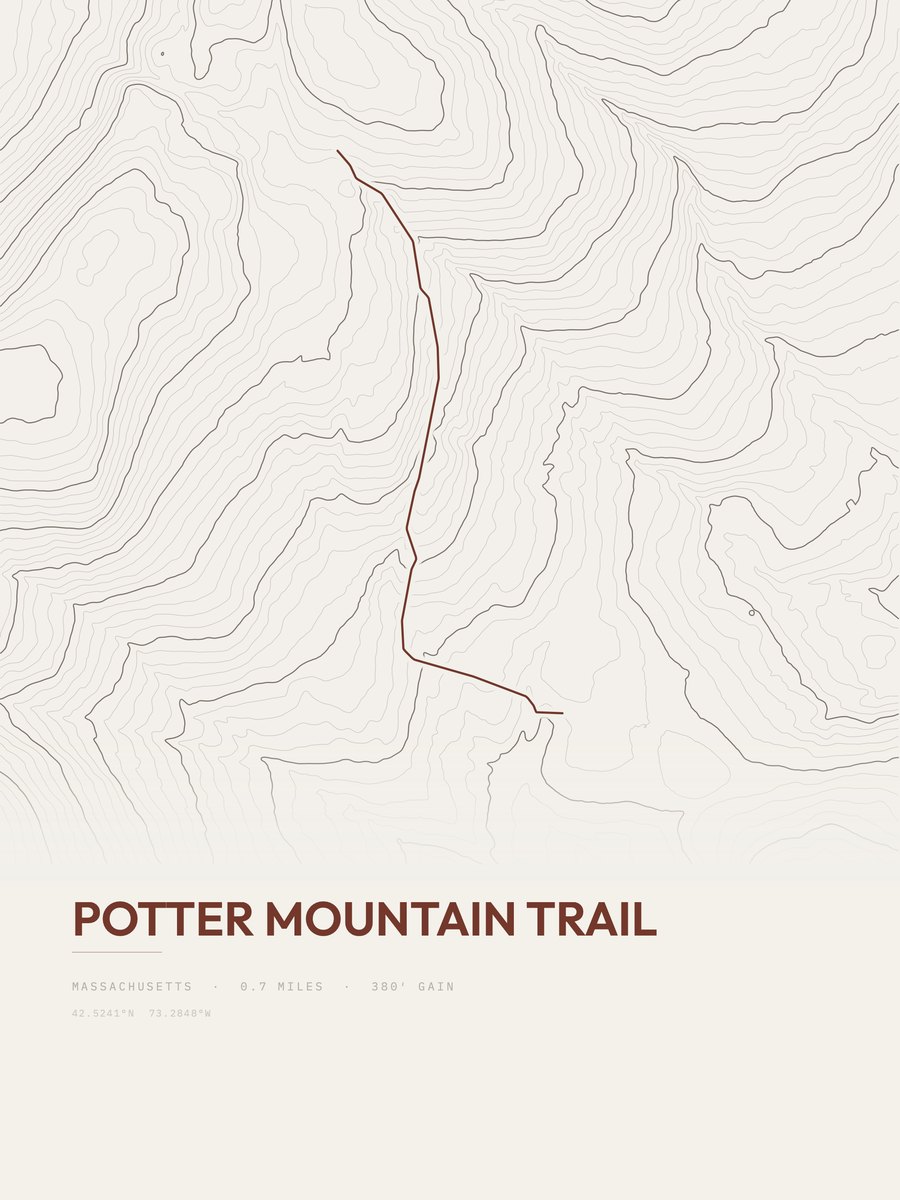 Potter Mountain Trail topographic trail print