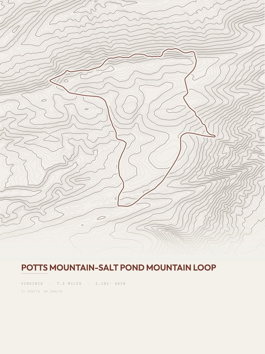 Potts Mountain Topographic print