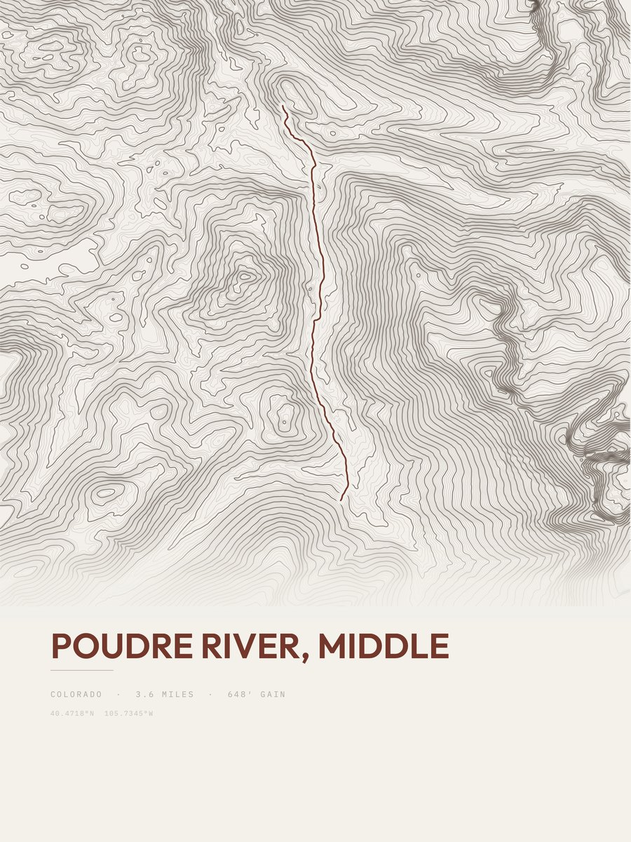 Poudre River Topographic print