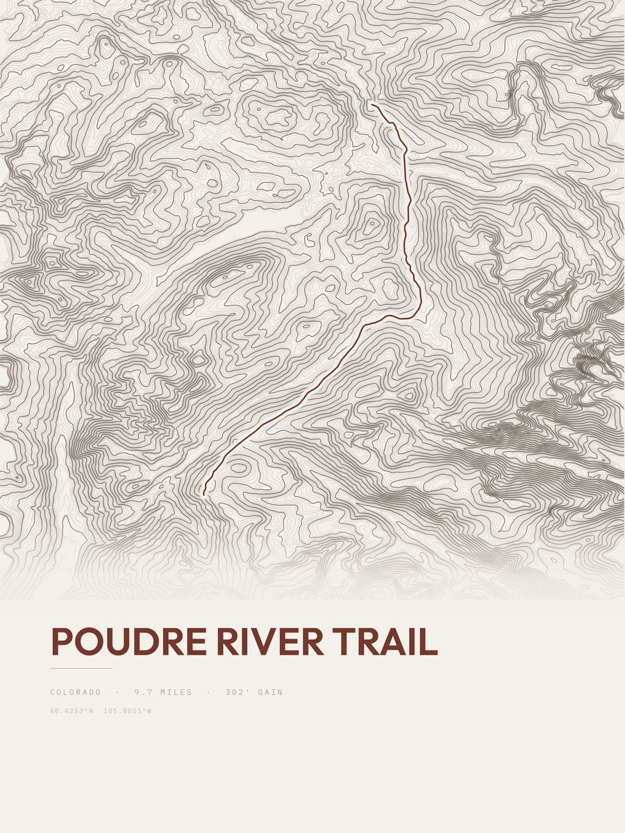 Poudre River Trail Topographic print