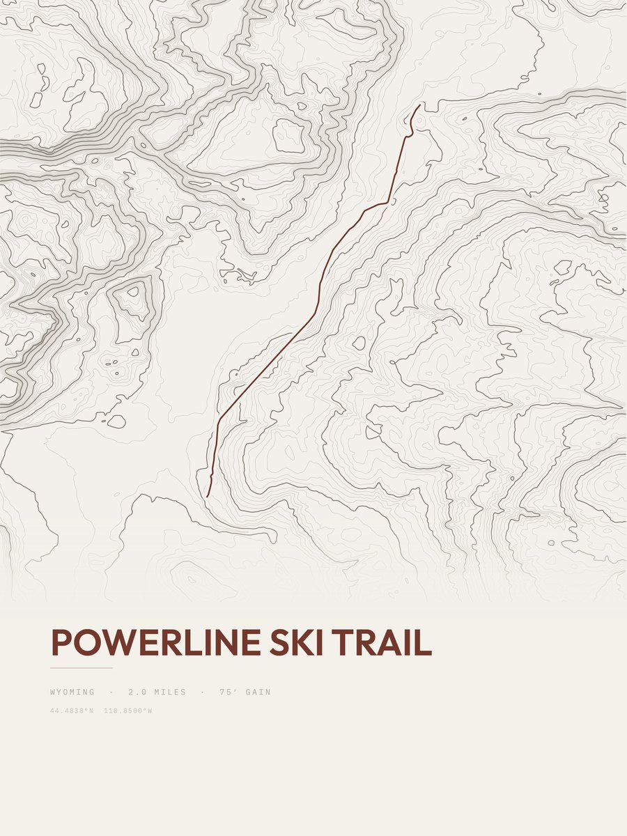 Powerline Ski Trail topographic trail print