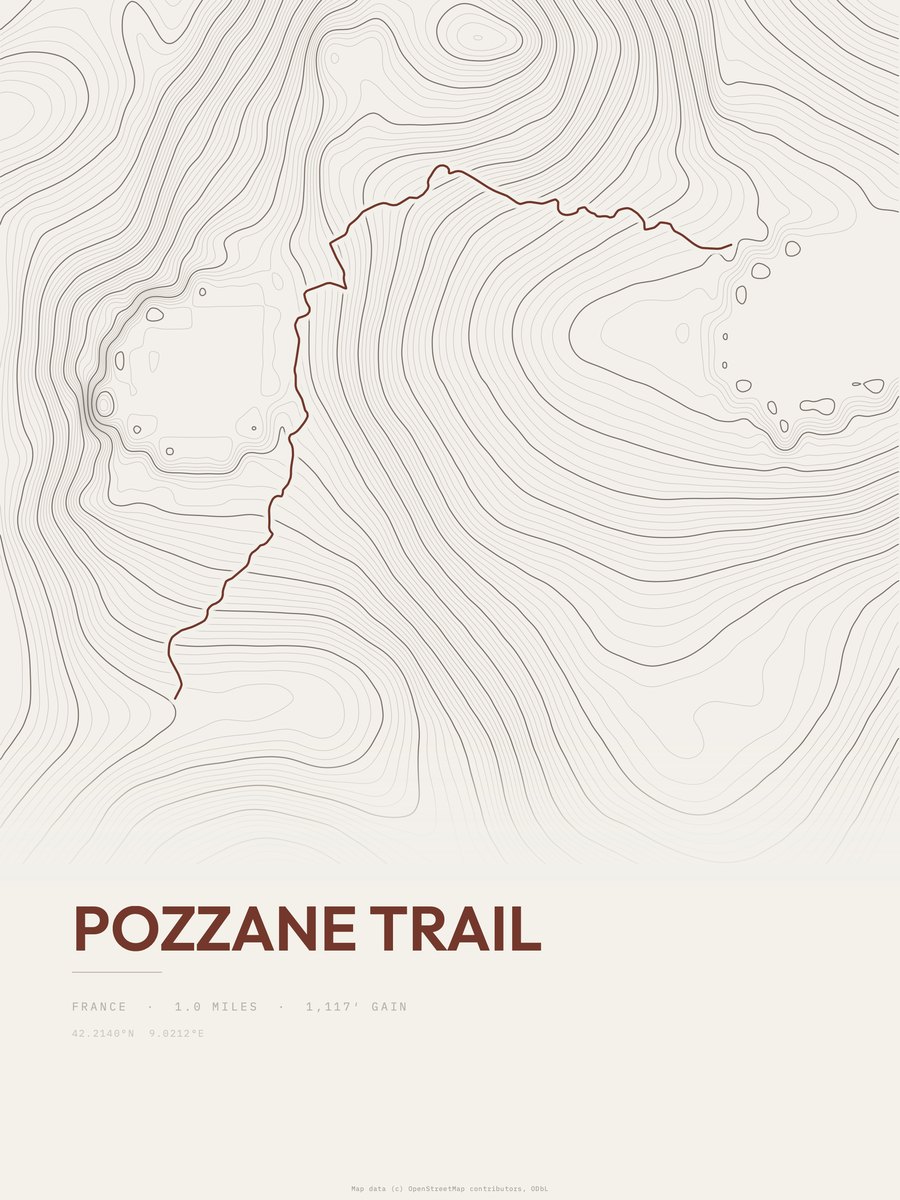 Pozzane Trail topographic trail print