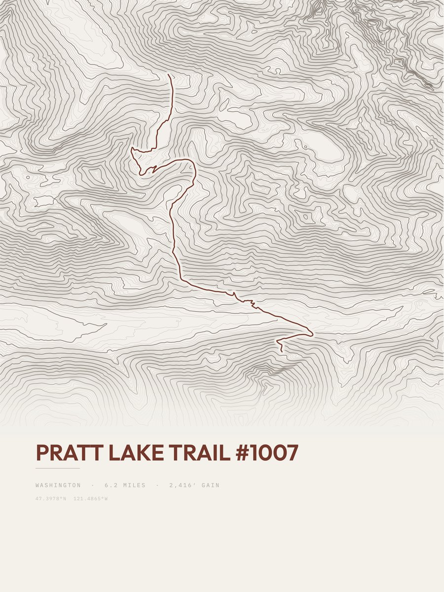 Pratt Lake Trail Topographic print