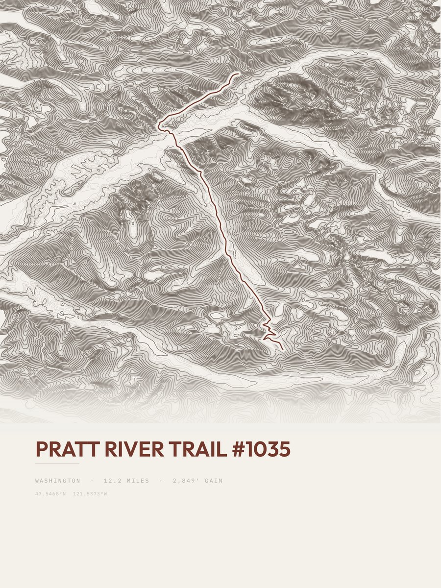 Pratt River Trail Topographic print