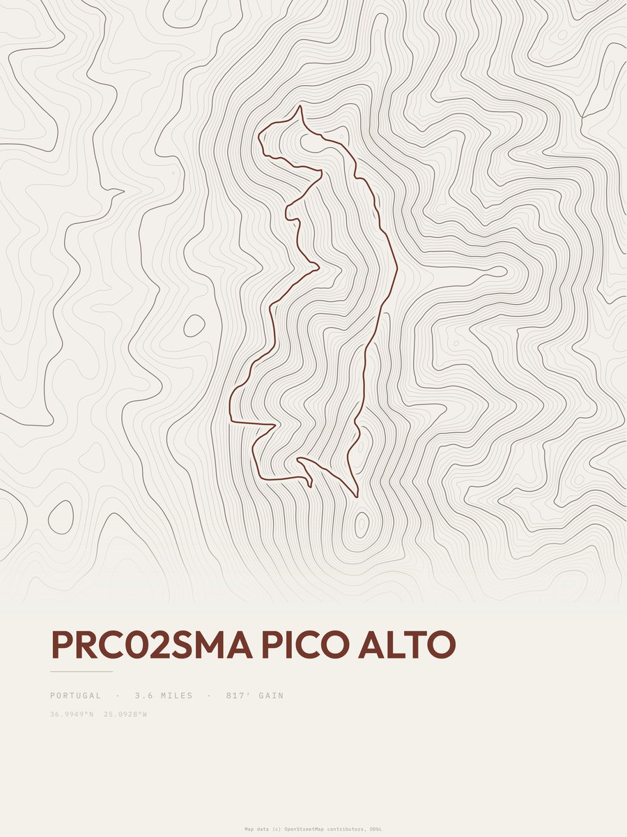 Pico Alto topographic trail print