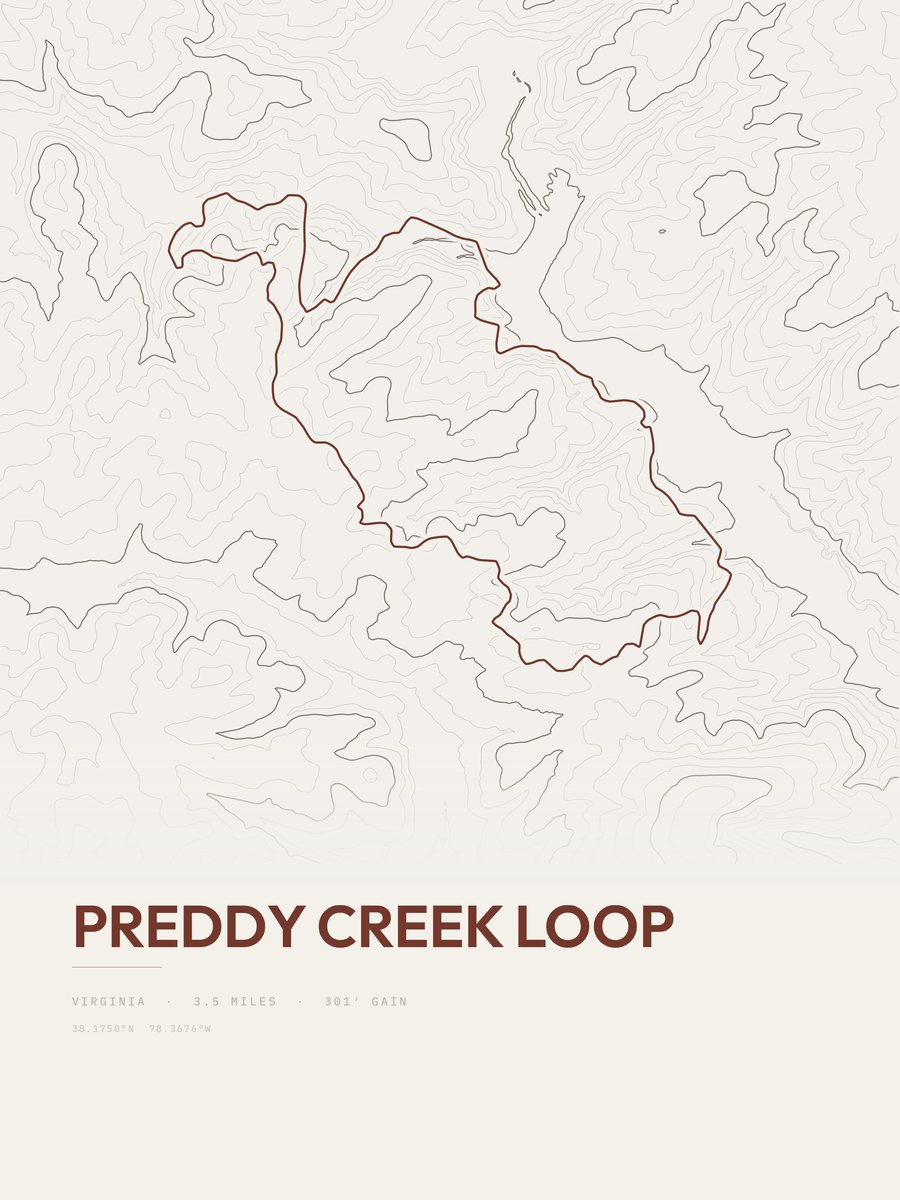 Preddy Creek Loop topographic trail print