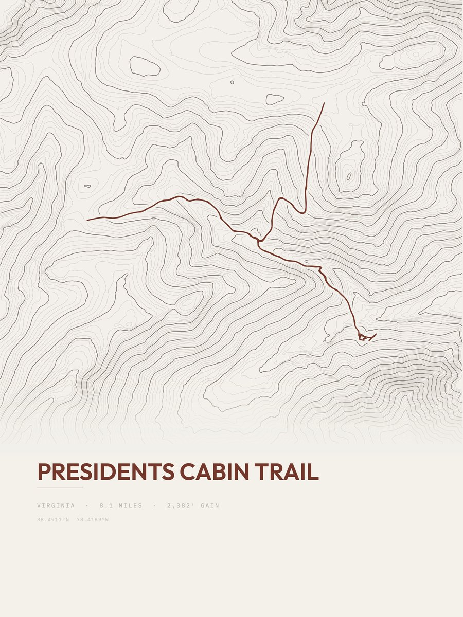Presidents Cabin Trail Topographic print