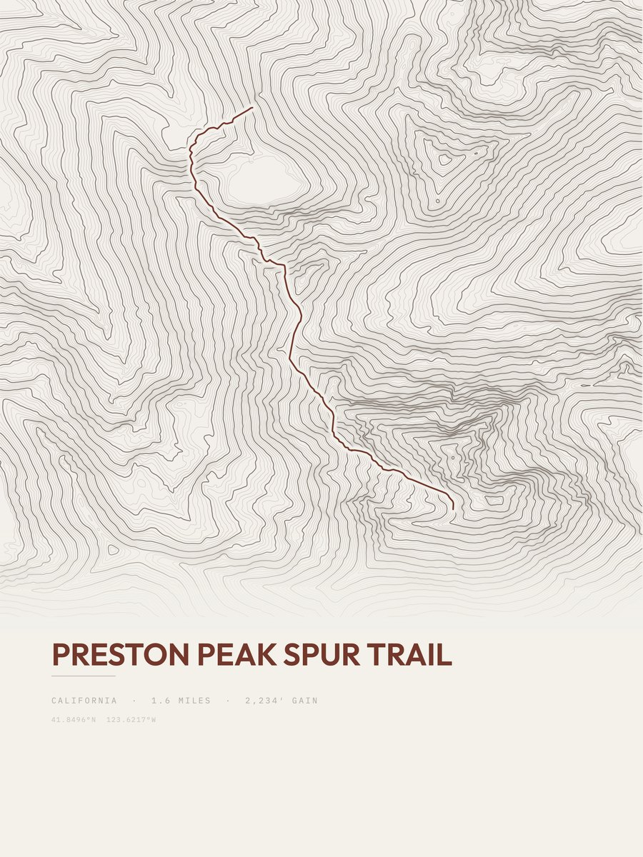 Preston Peak Spur Trail Topographic print