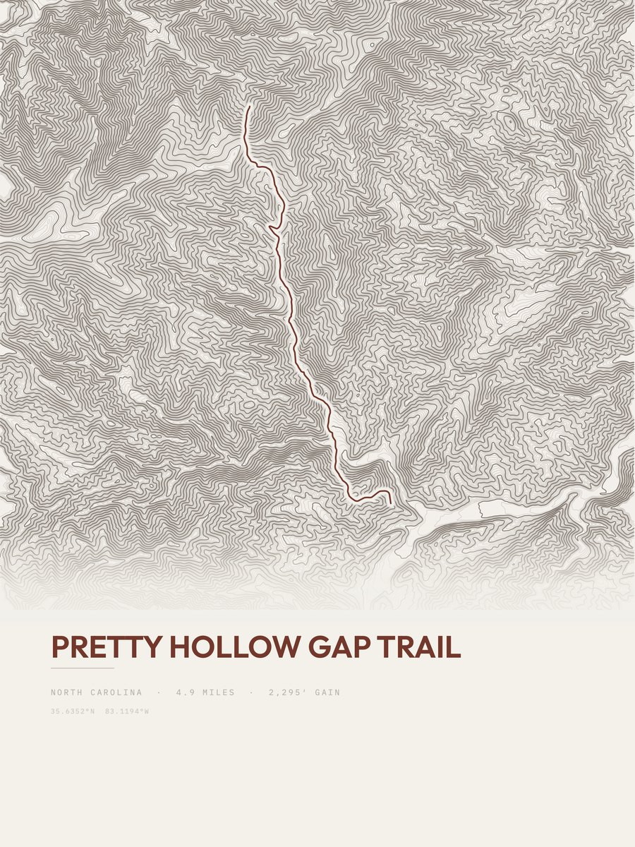 Pretty Hollow Gap Trail topographic trail print