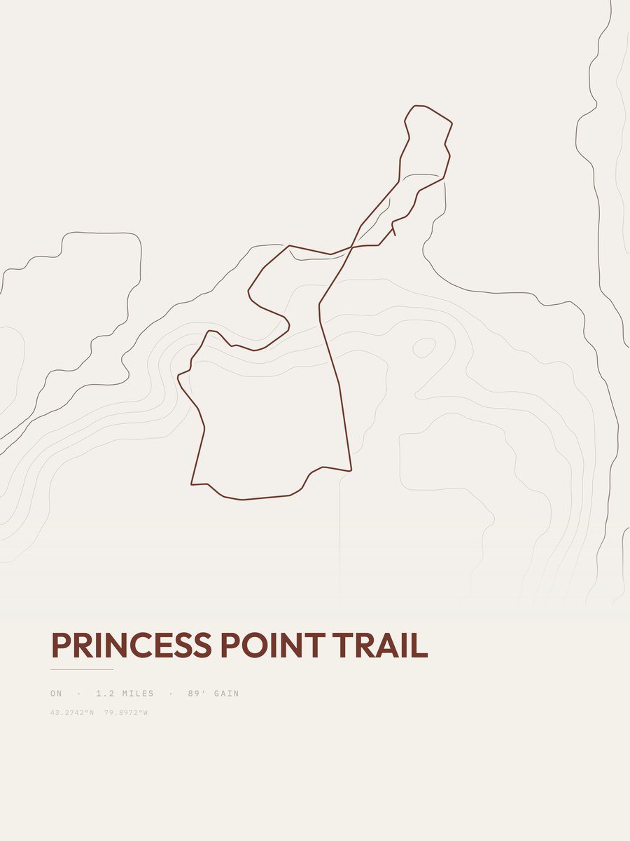 Princess Point Trail topographic trail print