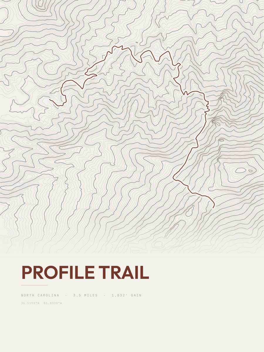 Profile Trail topographic trail print