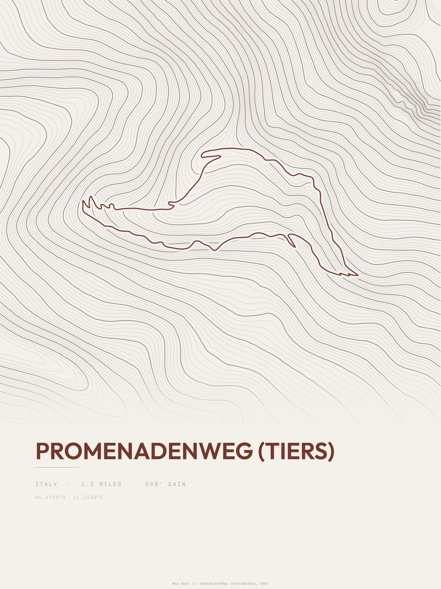 Promenadenweg (Tiers) Topographic print
