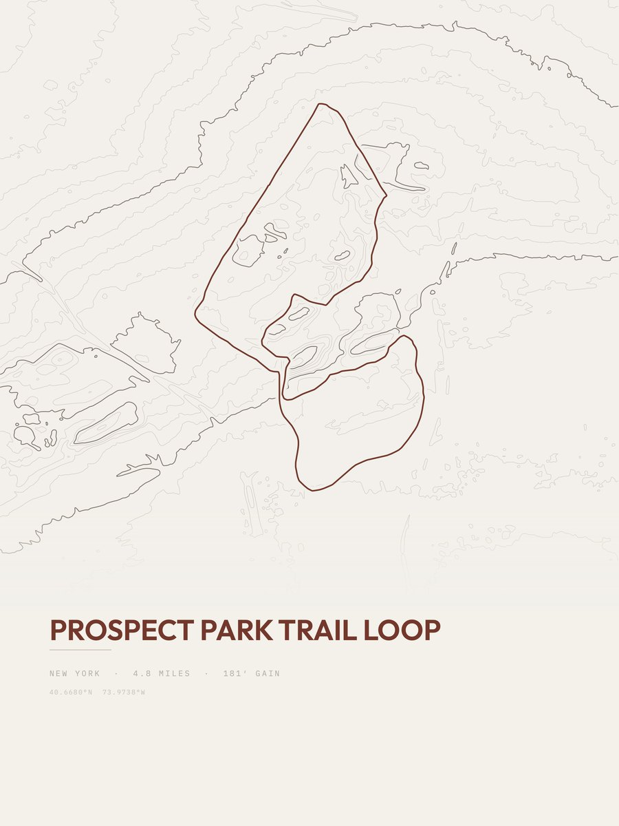 Prospect Park Loop topographic trail print