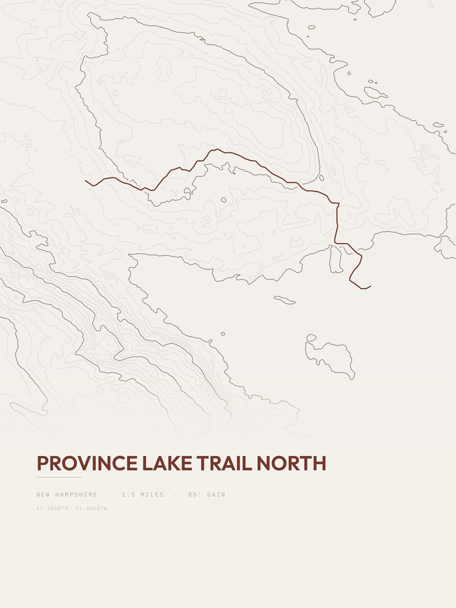 Province Lake Trail North topographic trail print