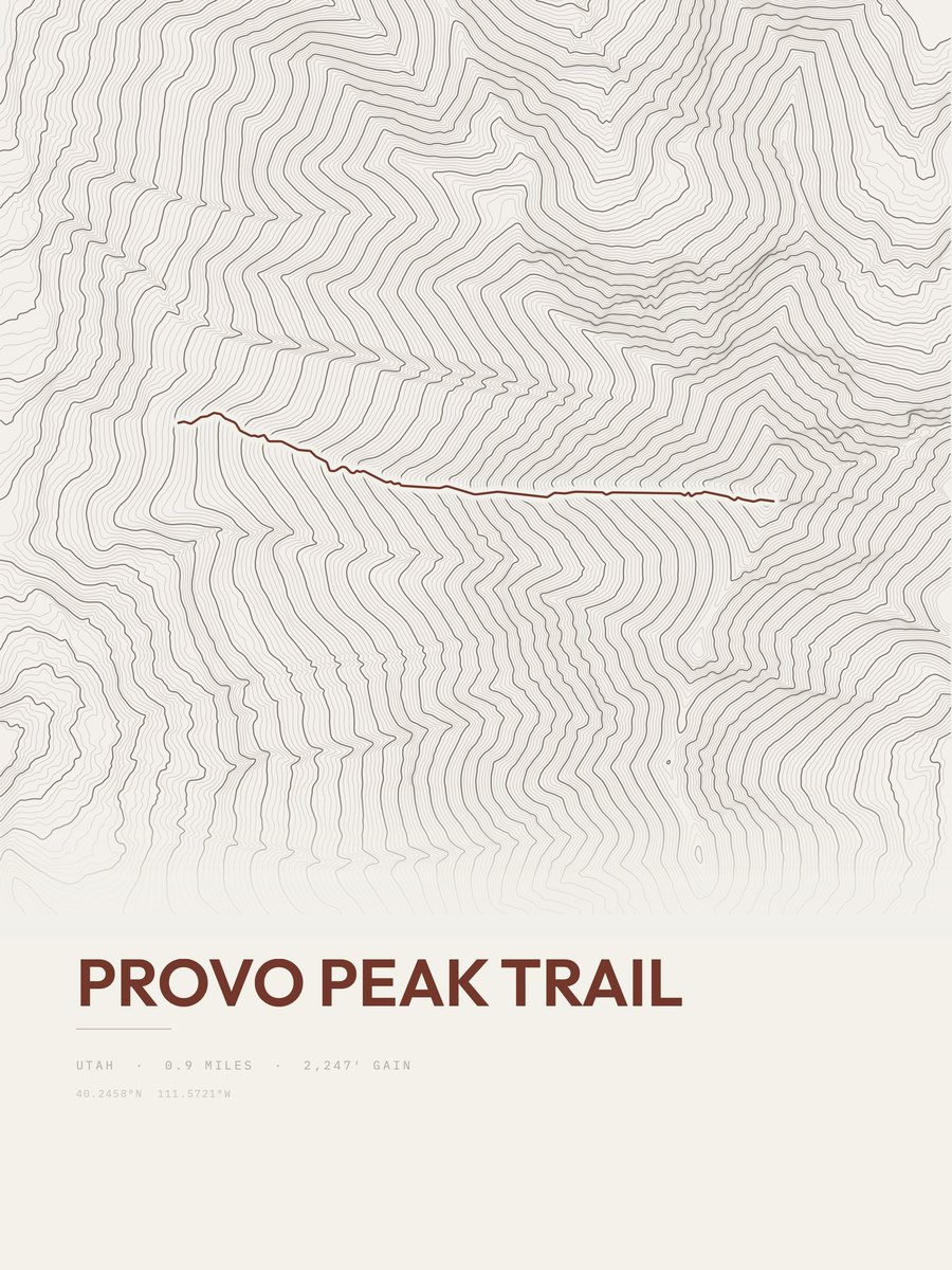 Provo Peak Trail topographic trail print